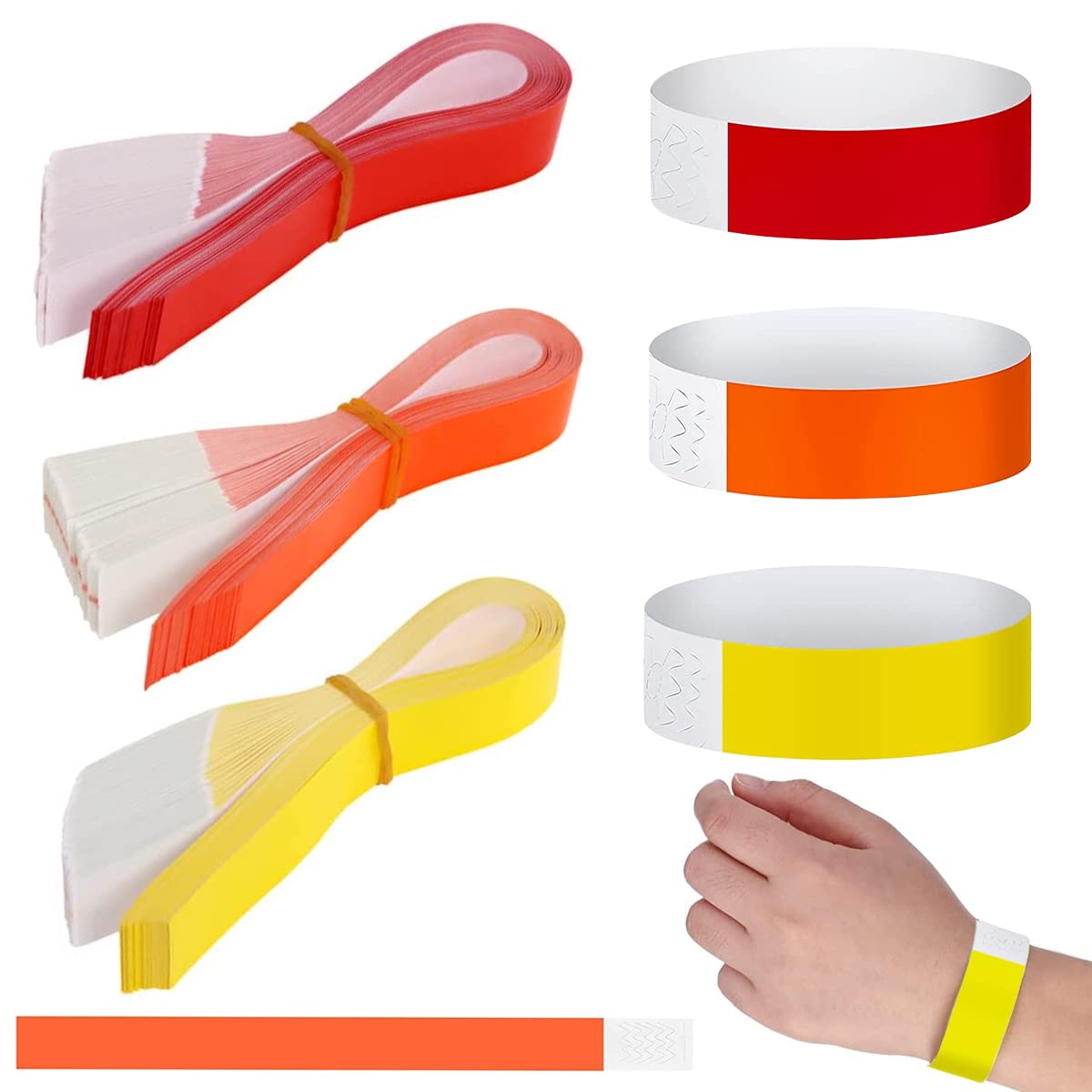 HASTHIP 300 Pack Paper Wristbands Neon Wrist Bands for Events Variety Neon Wrist Bands Lightweight Concert Wristbands Colored Waterproof Hand Bands for Party(100*Red+100*Orange+100*Yelllow) HASTHIP 300 Pack Paper Wristbands Neon Wrist Bands for Events Variety Neon Wrist Bands Lightweight Concert Wristbands Colored Waterproof Hand Bands for Party(100*Red+100*Orange+100*Yelllow)